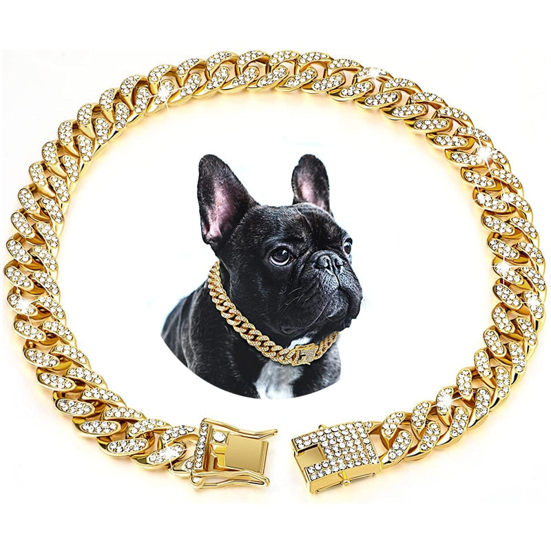 Luxury Diamond Cuban Chain Necklace Collar for Dogs